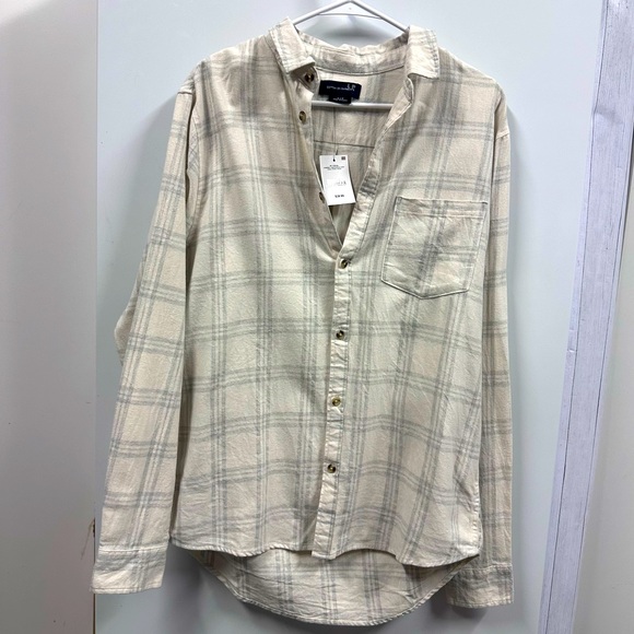 Cotton On Cream Tartan Casual Button Up Long Sleeve Shirt Flannel Mens Small - Picture 10 of 10